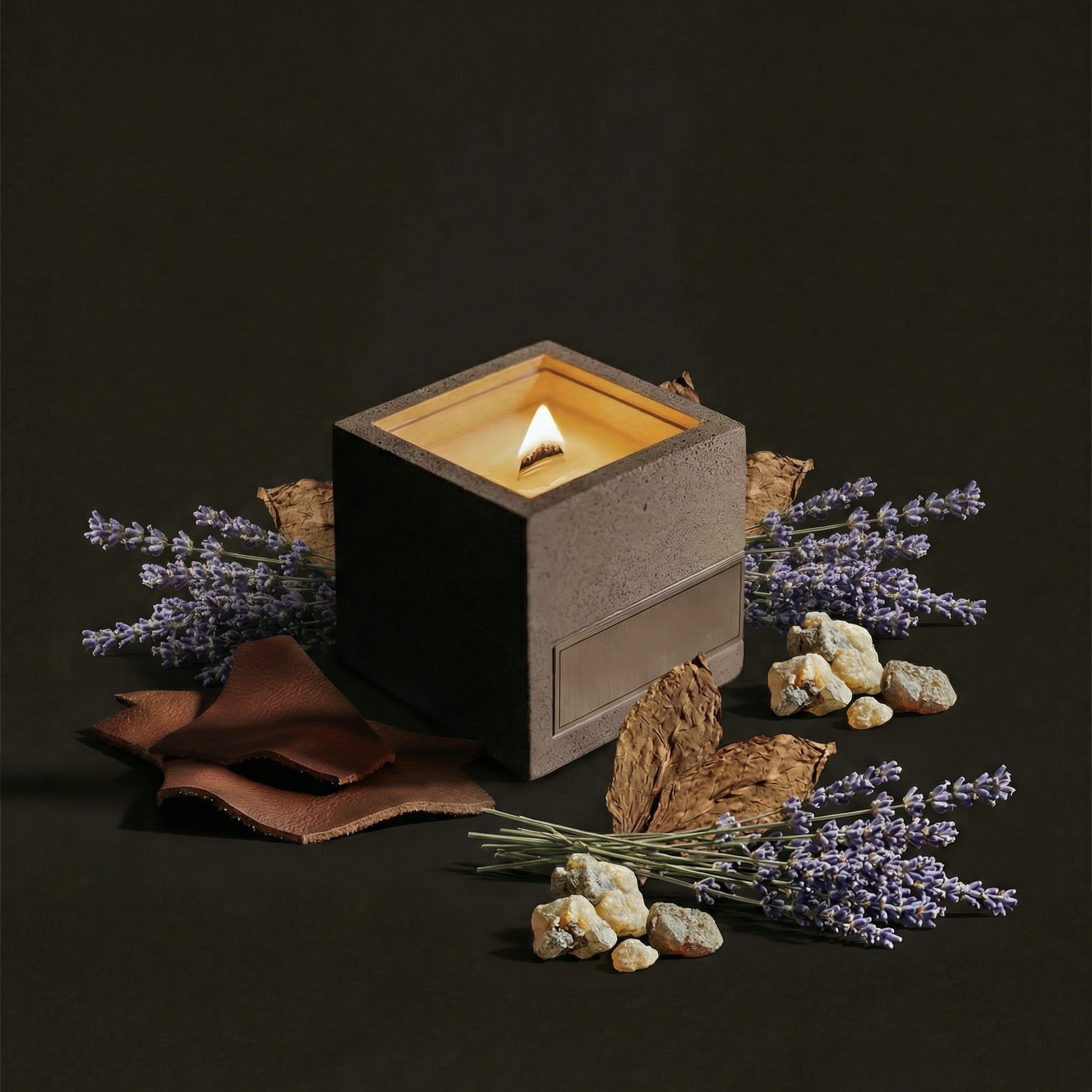 Аромасвеча "Кожа и лабданум"